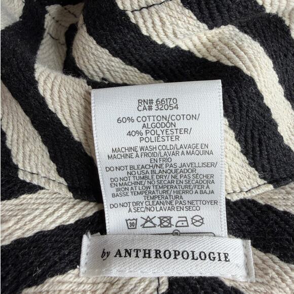 Anthropologie Striped Fray Hem Bucket Hat Black White Statement Stylish main image 9